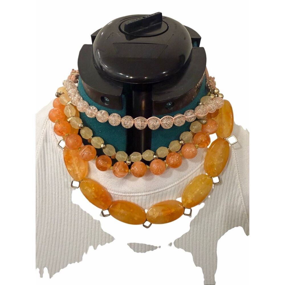 Anthropologie statement stone necklace- orange/peachy